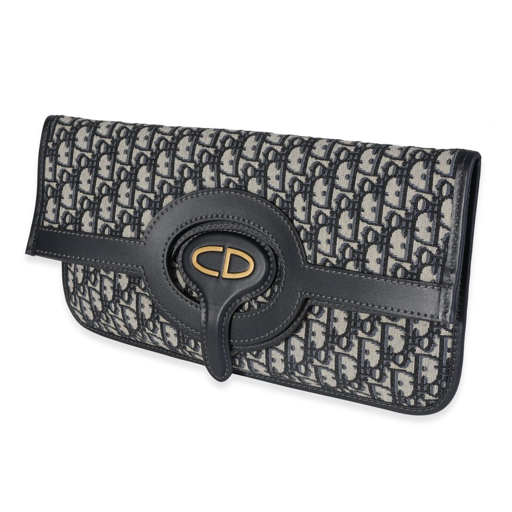 Dior Blue Oblique Jacquard Fold Over Clutch - Picture 2 of 7